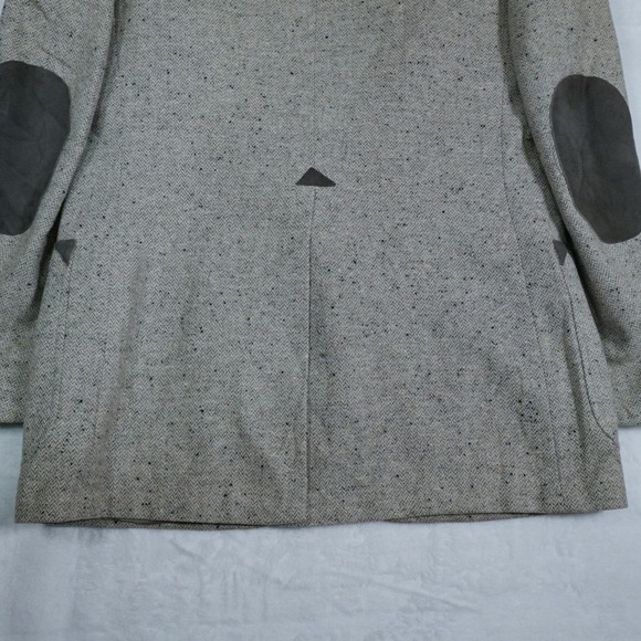Vintage Tweed Blazer 40R-42R Gray Herringbone Elbow Patch Union Made Academia - Picture 10 of 16